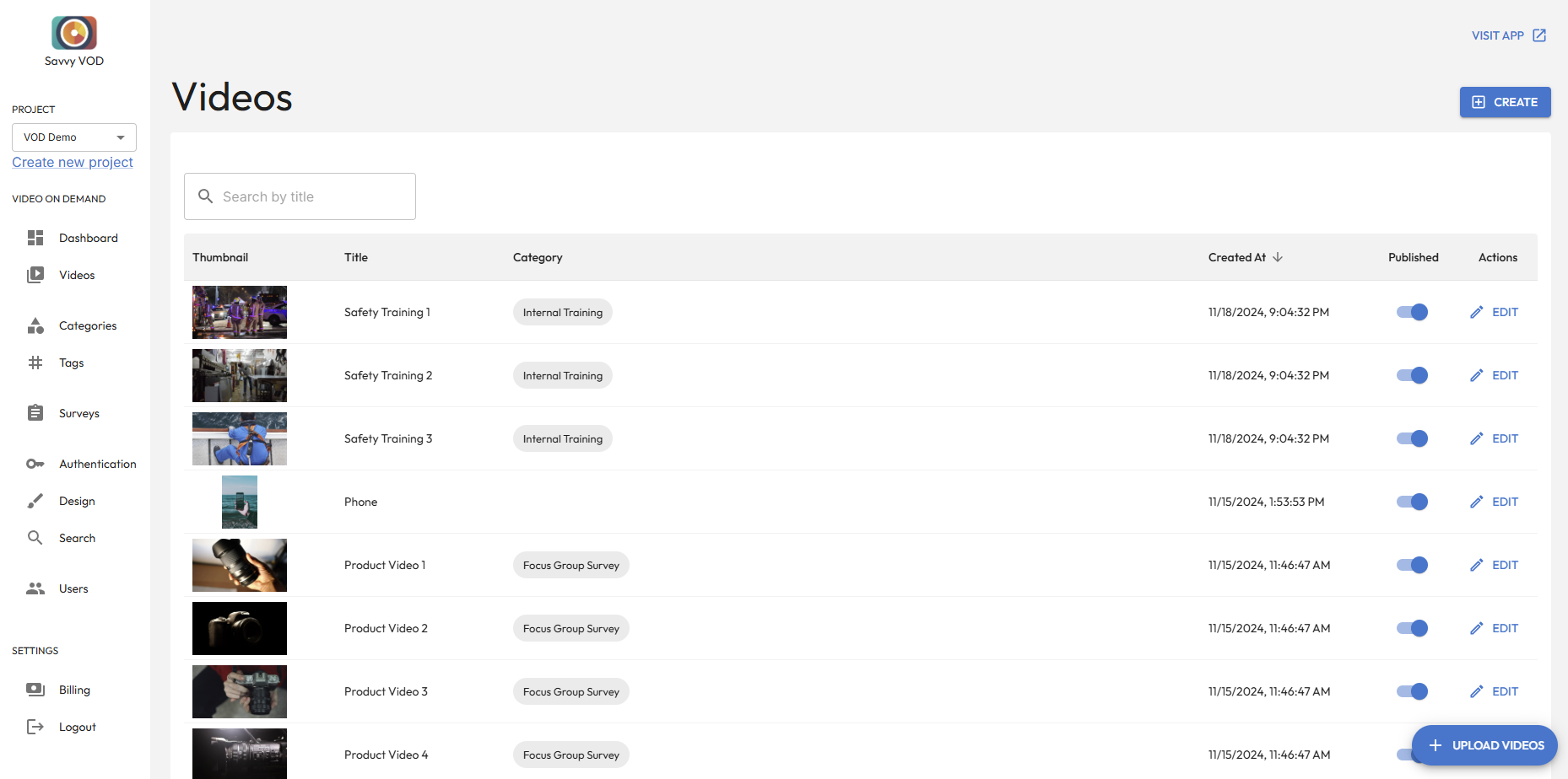 Video Upload Interface
